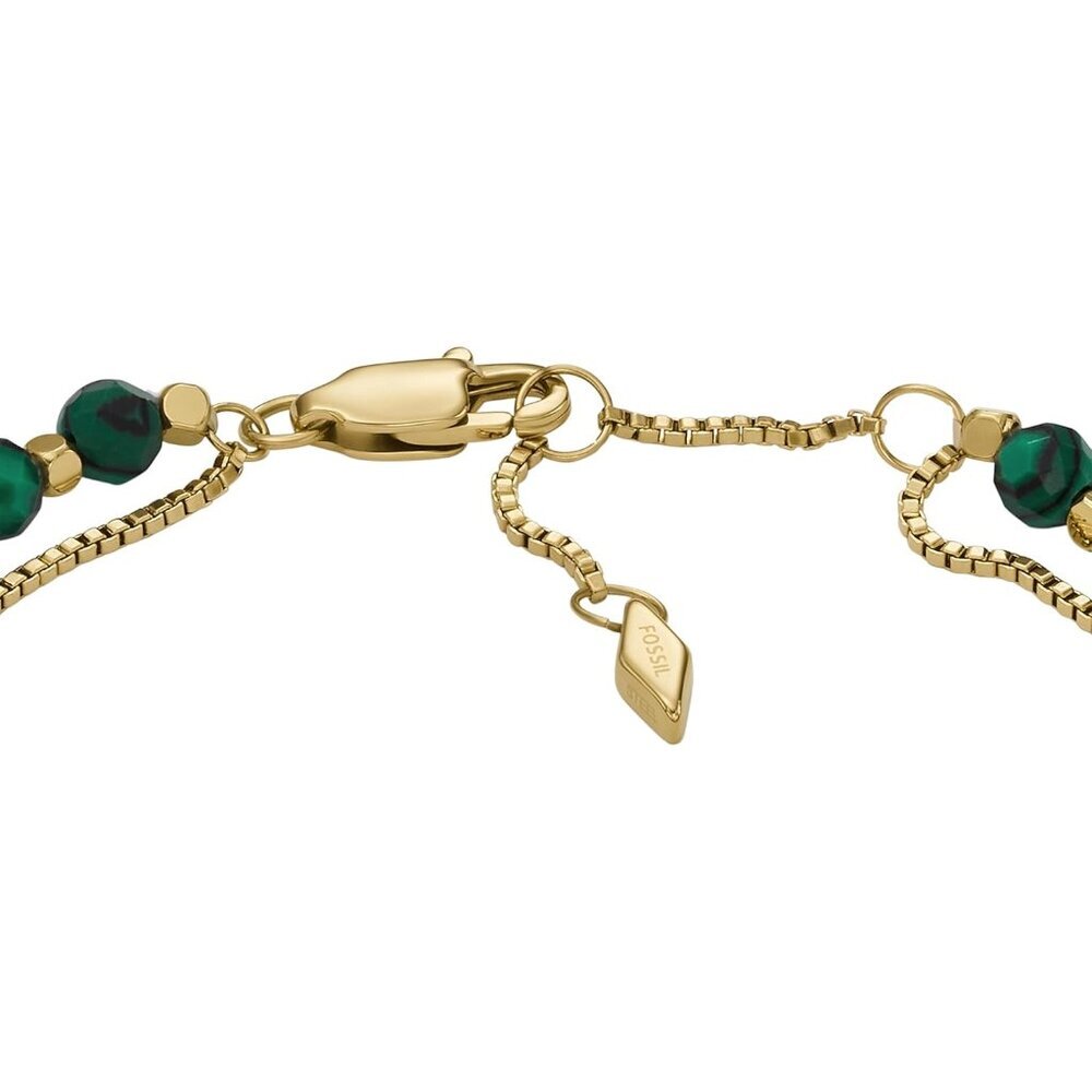 Women's Gold Stainless Steel Malachite Beaded Bracelet Elegant Jewelry - Picture 3 of 7
